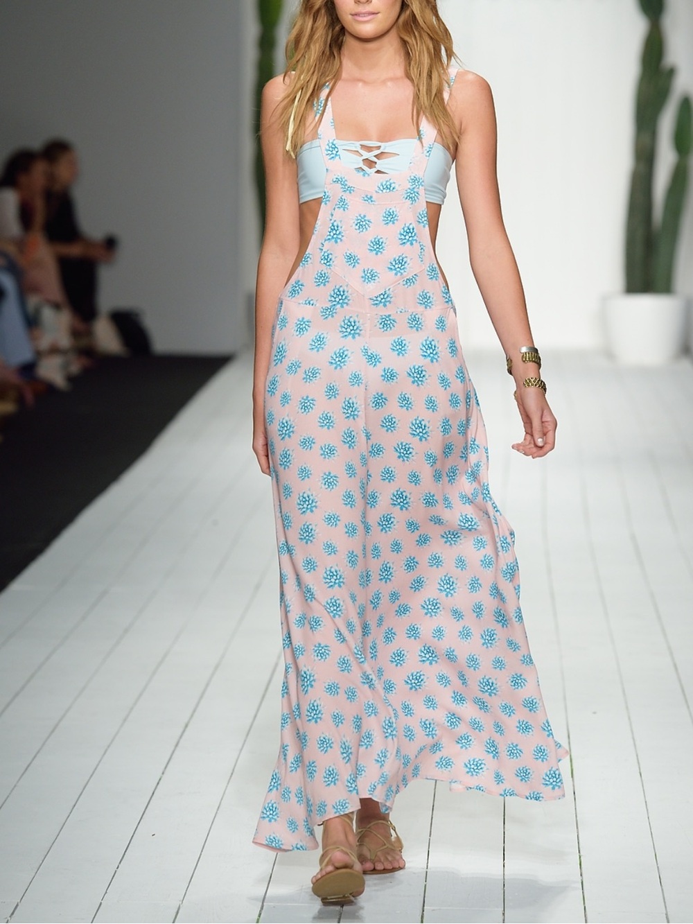 TORI PRAVER Flowy Overall Maxi Dress Swimsuit Coverup Lightweight Rayon US S